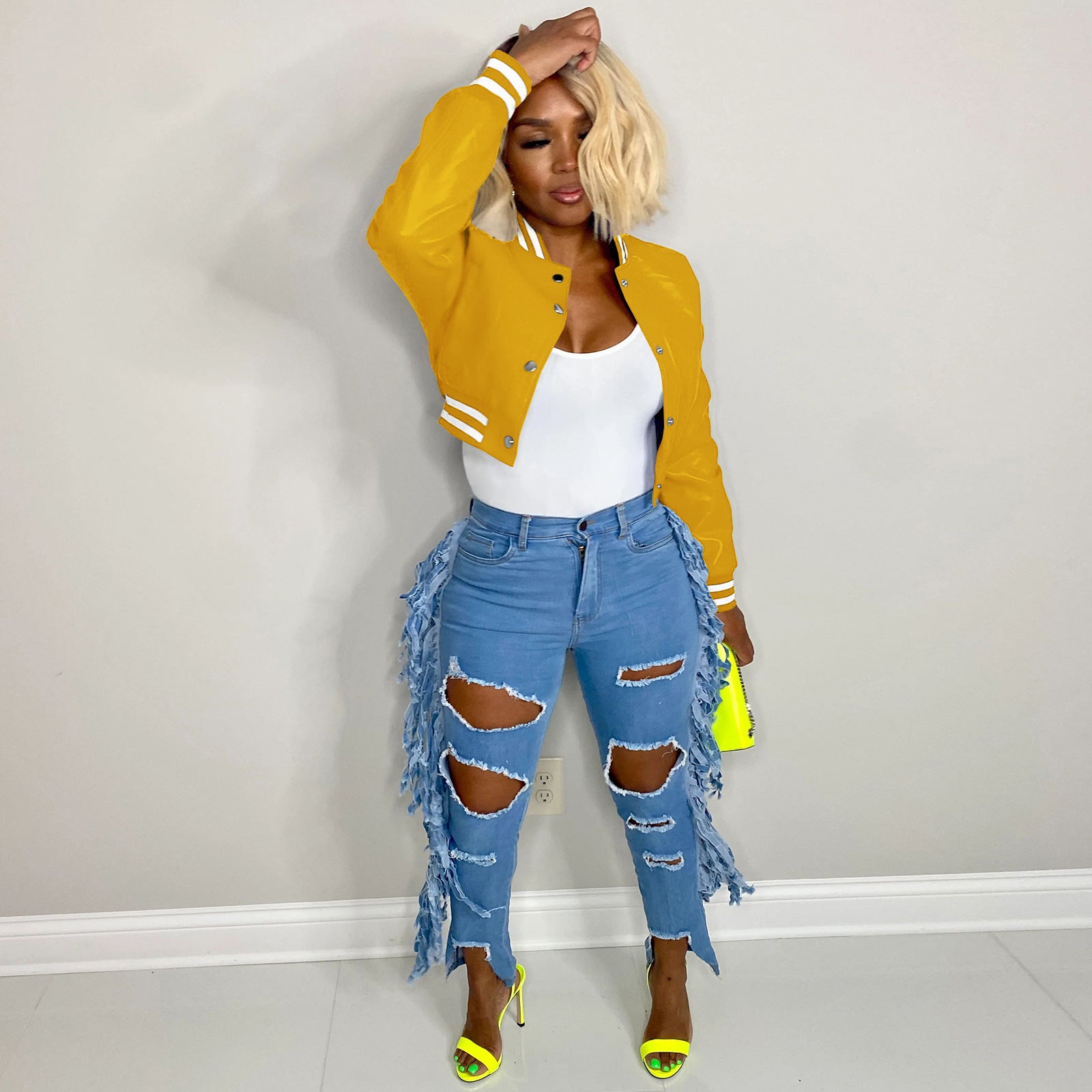 WomenCasual Ribbed Collar Pu-Leather Jacket 26