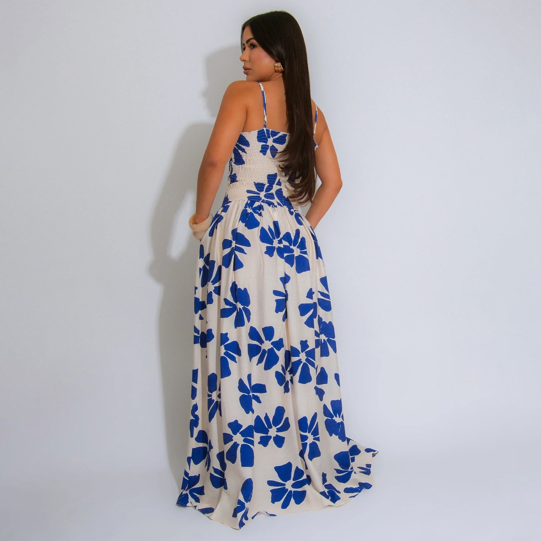 Women's Summer Bohemian Strap Top Swinging Skirt Two Piece Set