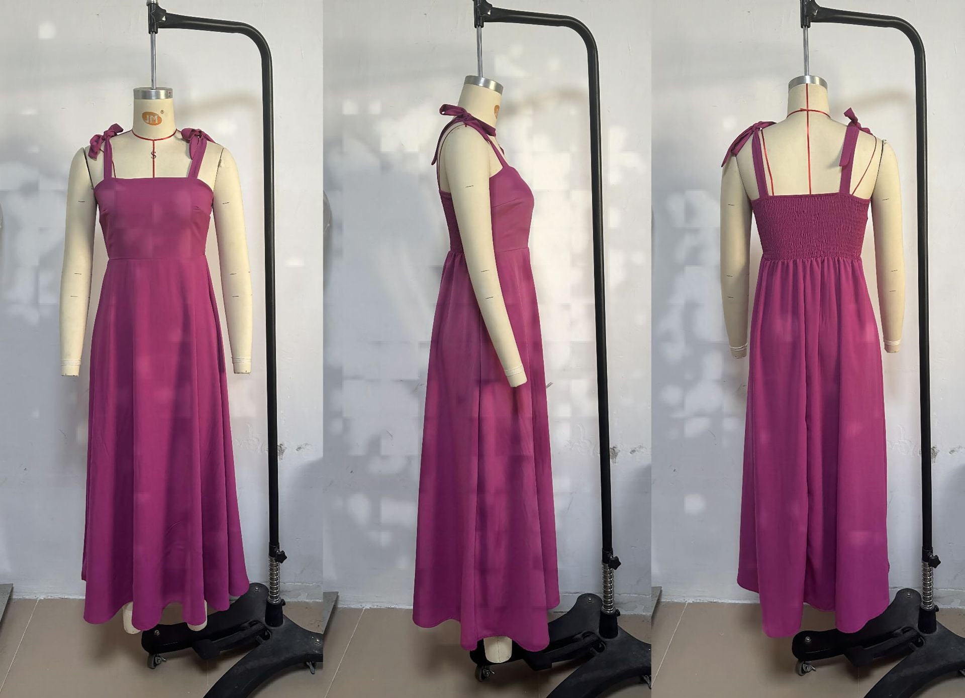 Solid Color Strap A-Line Casual Loose Dress 13