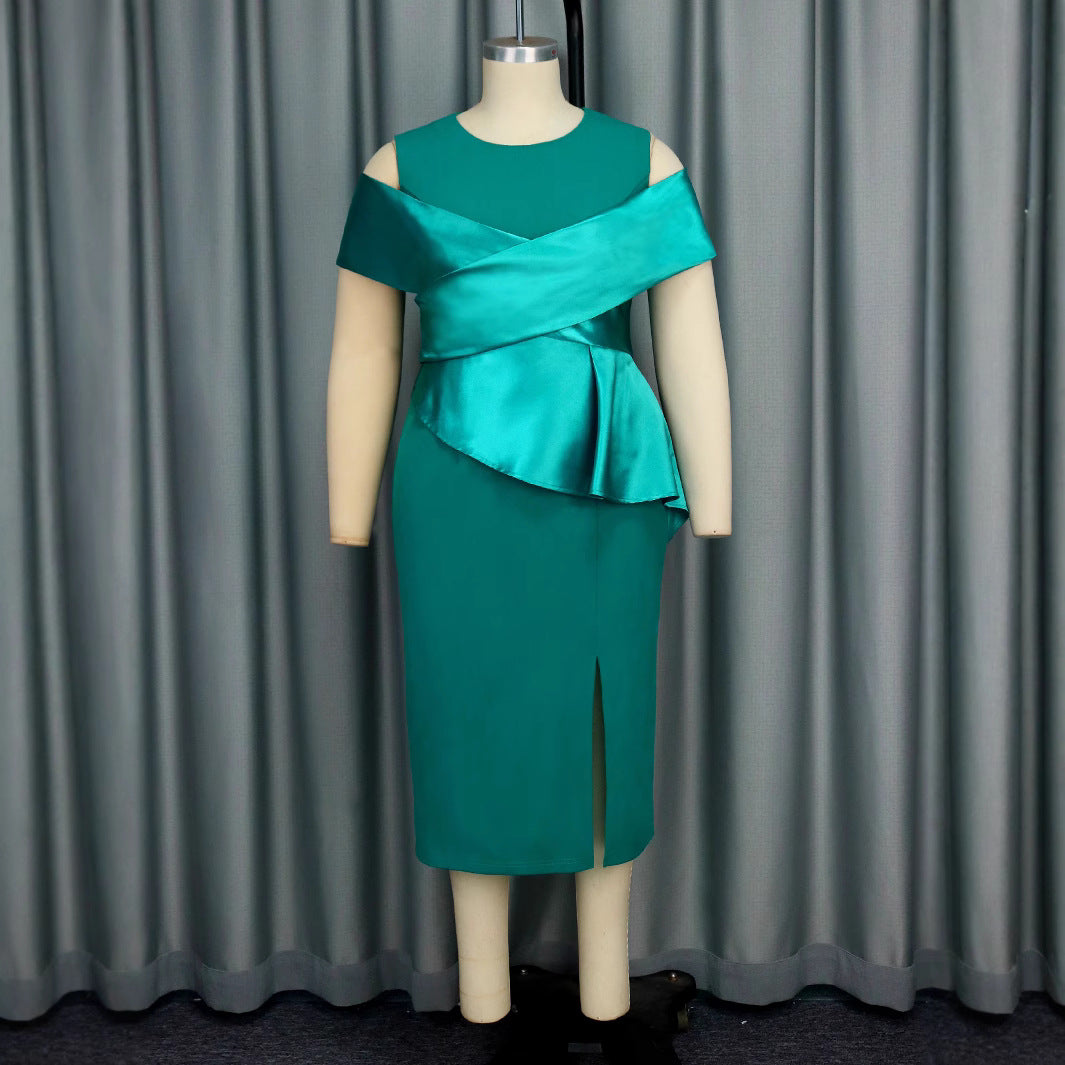 Plus Size Women Patchwork party Bodycon dress 3