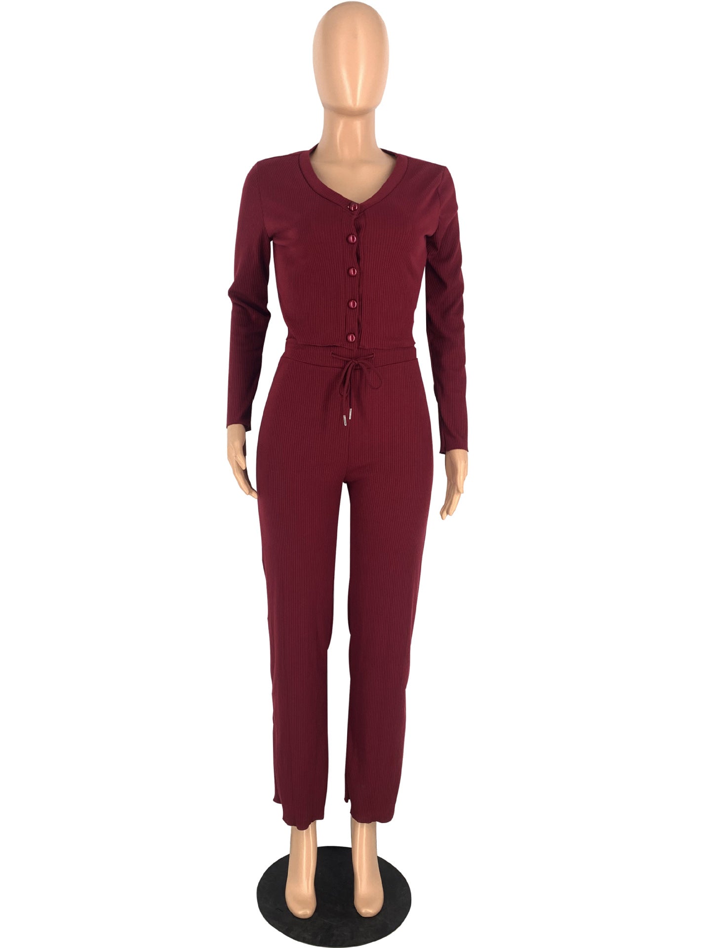 Women Casual V-neck Top and Pant two-piece set 13