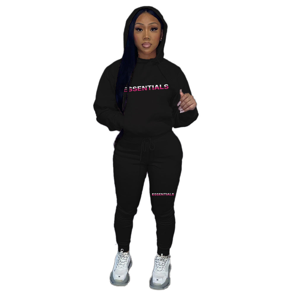 Women's Fleece Hoodies Women's Two Piece Hoodie Casual Print Tracksuit 16