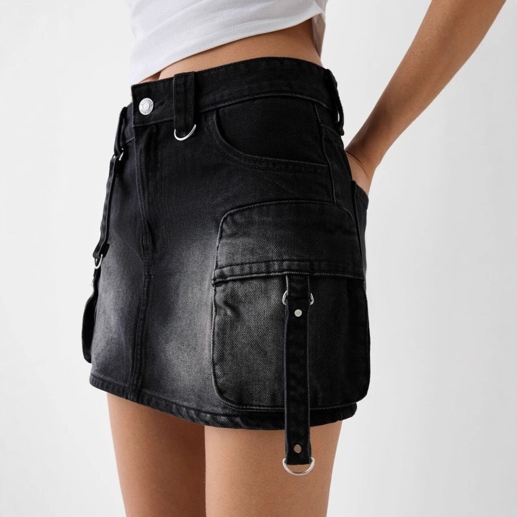 Women Summer Cargo Denim Skirt 6