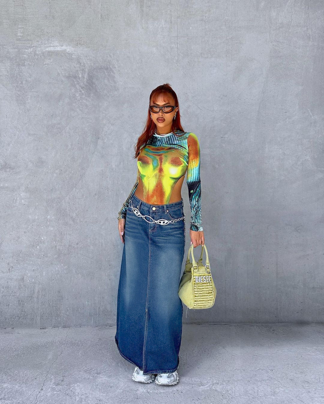 Casual Vintage Denim Long Skirt