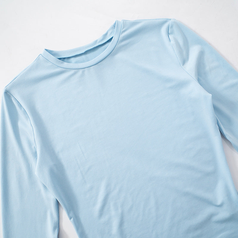 Women Round Neck Long Sleeve Top Pants Casual Two Piece Set 9