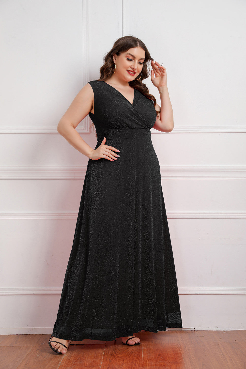 Plus Size Women's Summer Sleeveless V-Neck Gown Maxi Dress 5