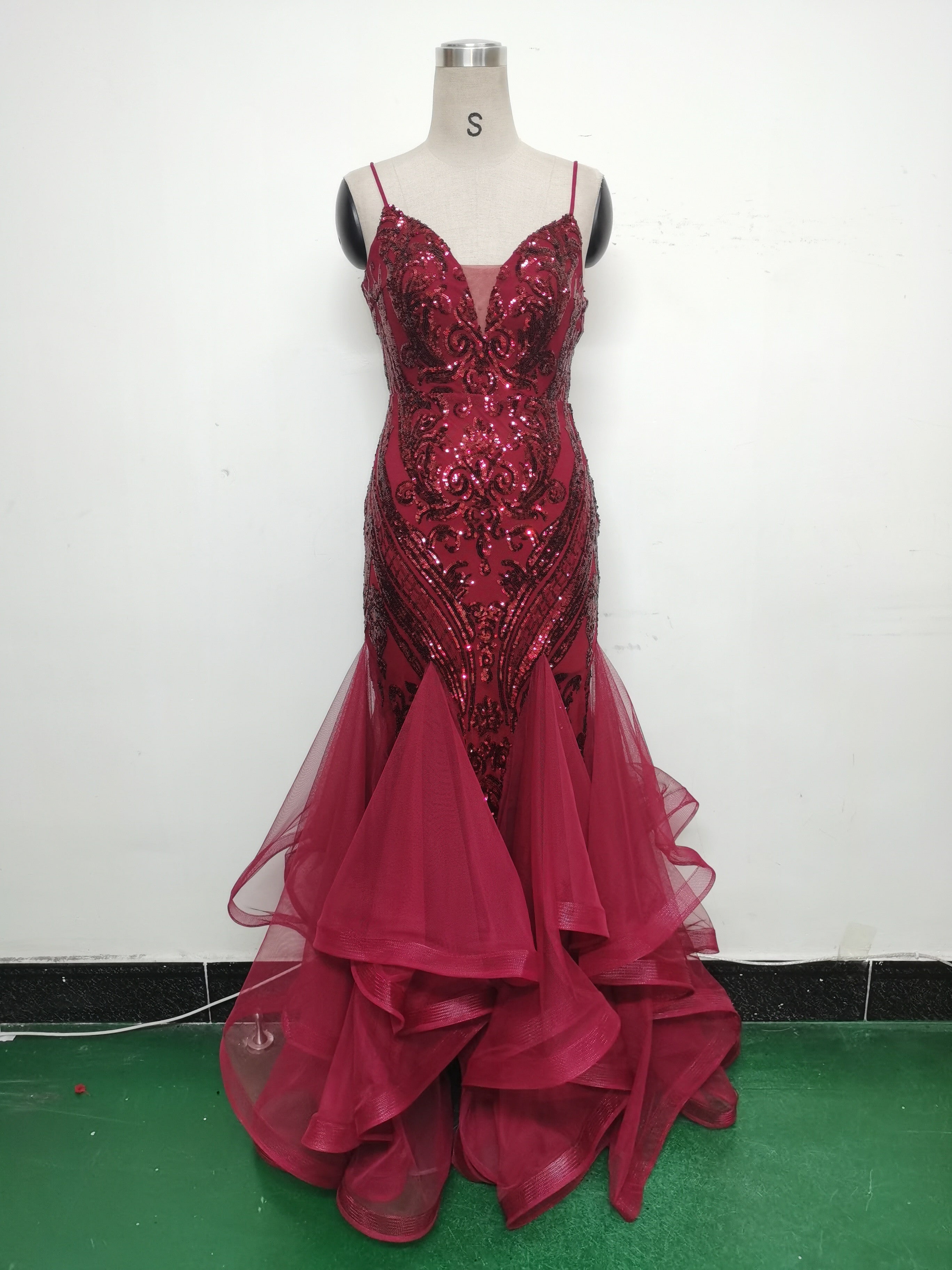 Women Sequin Patchwork Mesh Evening Dress 24