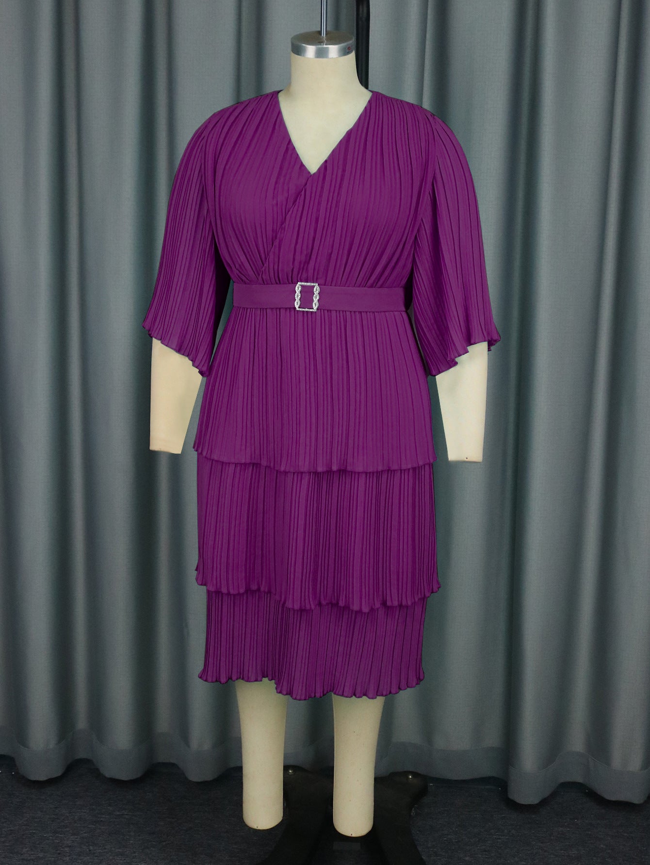 Ruffle Sleeve Formal & Cocktail Party Slim Waist Chiffon Dress 4