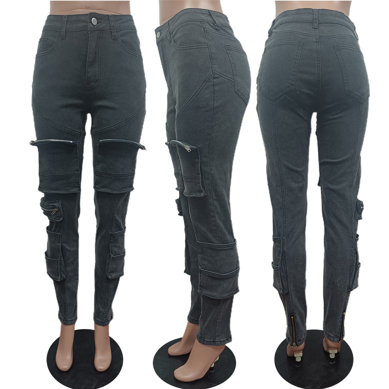 Autumn And Winter Jeans Multi-Pocket Casual Cargo Denim Pants 12