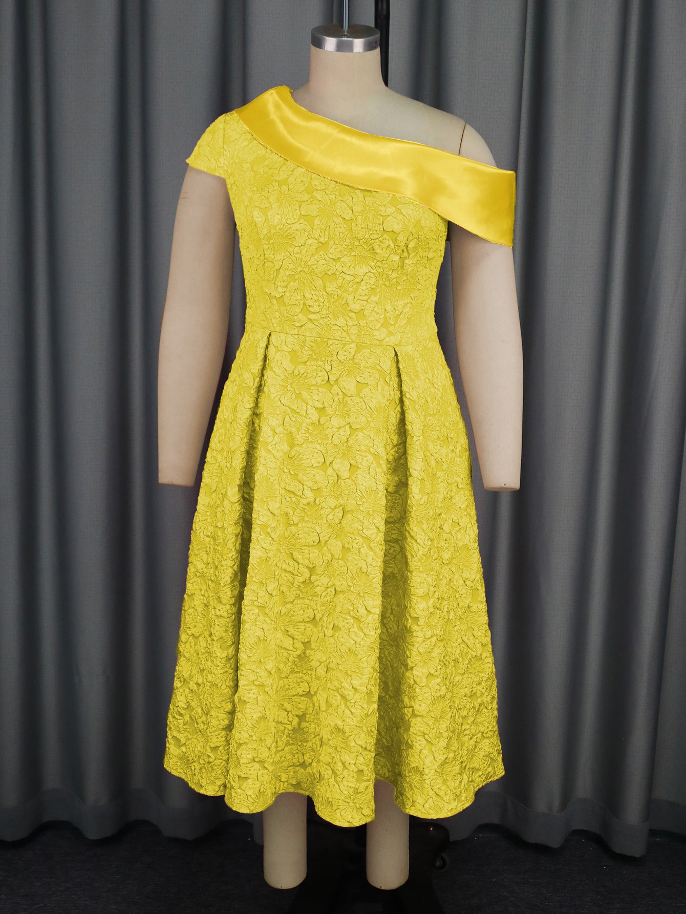 Women African Contrast Slash Shoulder Formal Party Dinner Dress 11