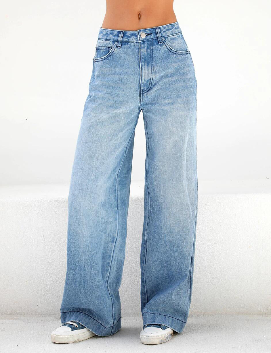 High Waist Loose Wide-Leg Women's Denim Pants