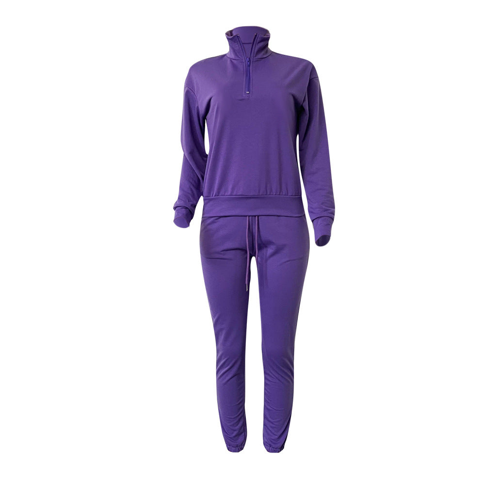 Women Winter Casual Zipper Sports Top and Pant Two Piece Set 19
