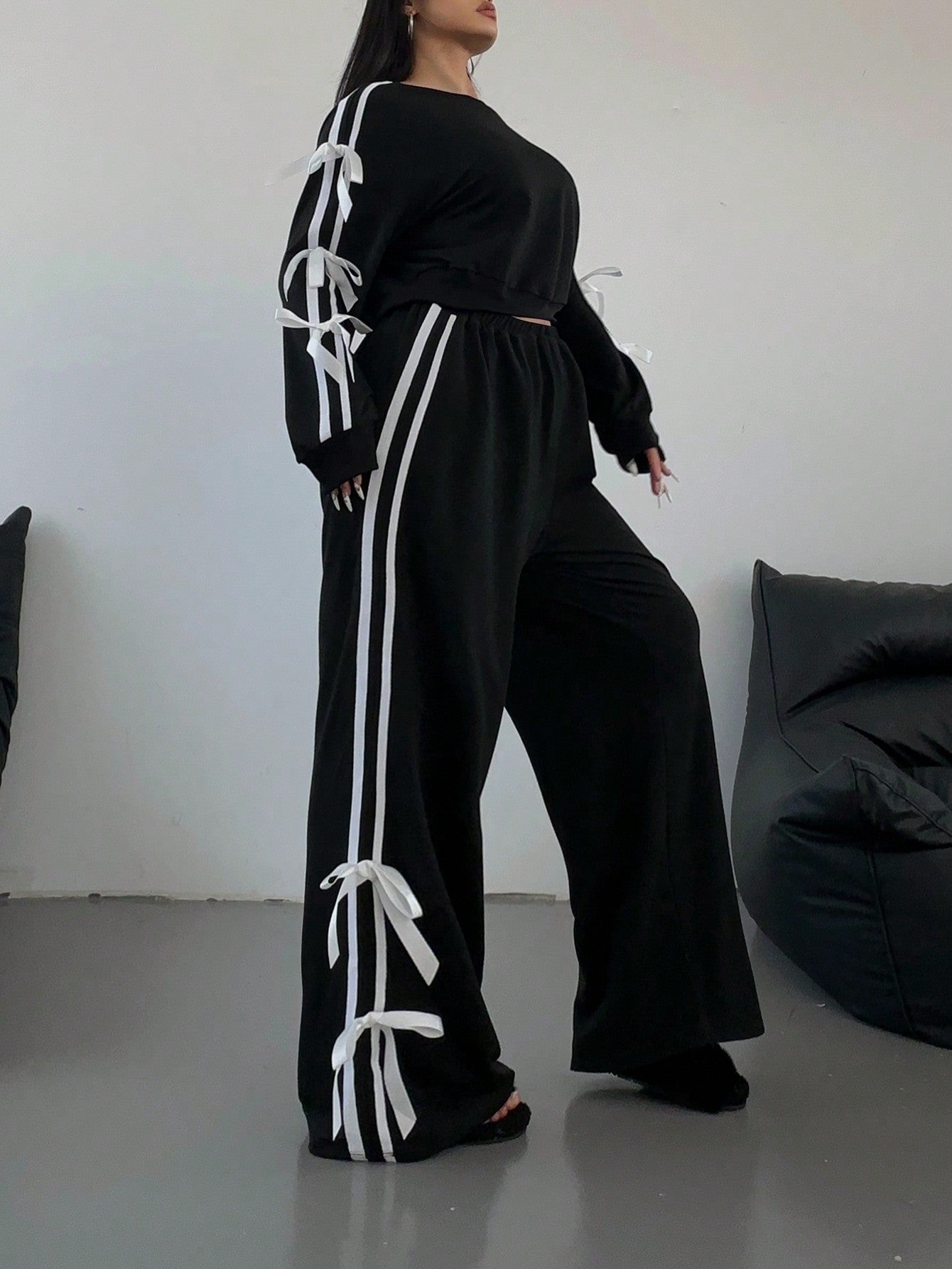 Autumn Women's Casual Long-Sleeved Tops Loose Trousers Two Pieces Set 5