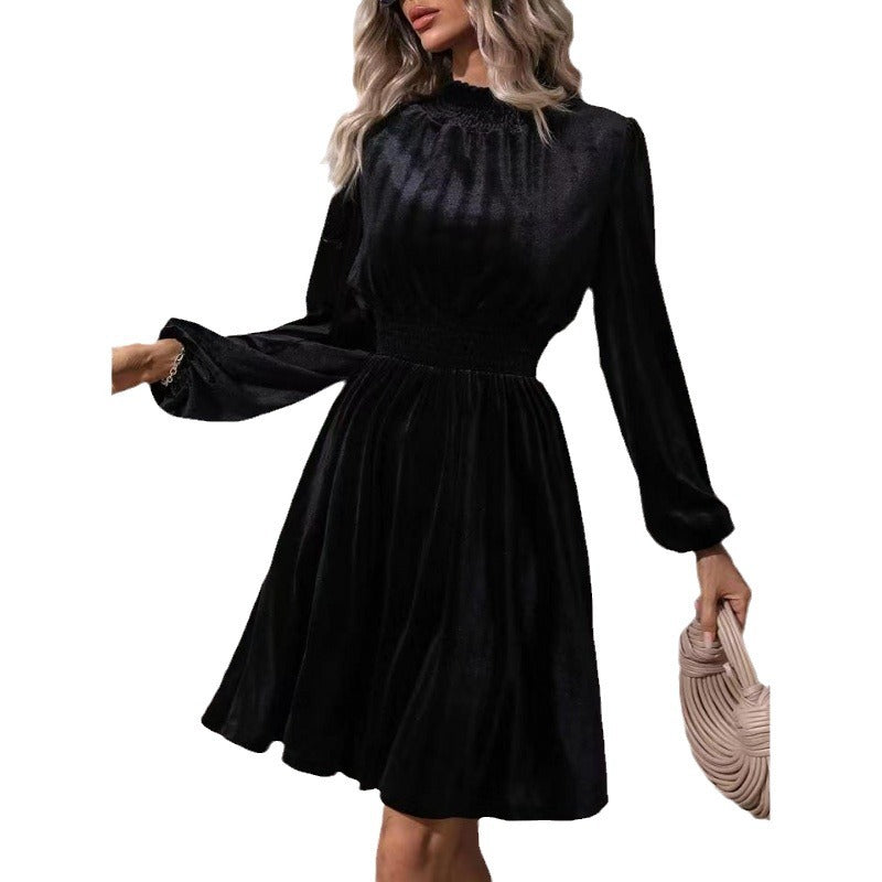 Women Velvet Long Sleeve Dress 7