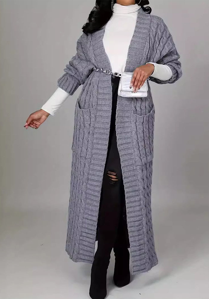 Women's Autumn Winter Fashion Casual Cardigan Long Sleeve Coat Pocket Solid Color Sweater