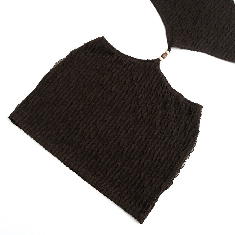 Women Strapless Sleeveless Backless Lace-Up Sexy Mini Dress 16