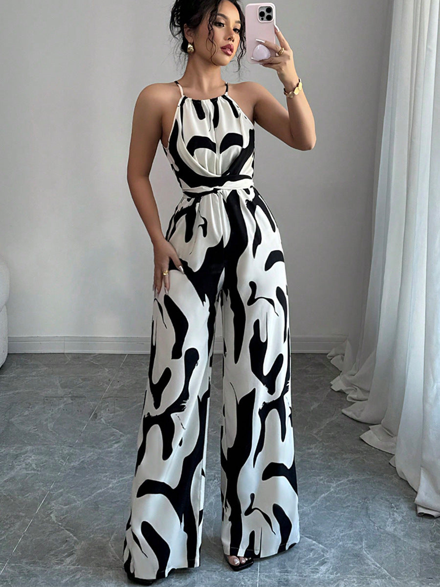 Spring/Summer Zebra Print Wide-Leg Jumpsuit 8