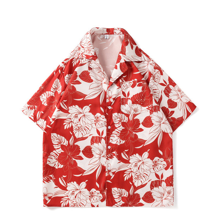 American Retro Classic Flower Shirt Men's Short-Sleeved Summer Casual Loose Hawaiian Shirt 5