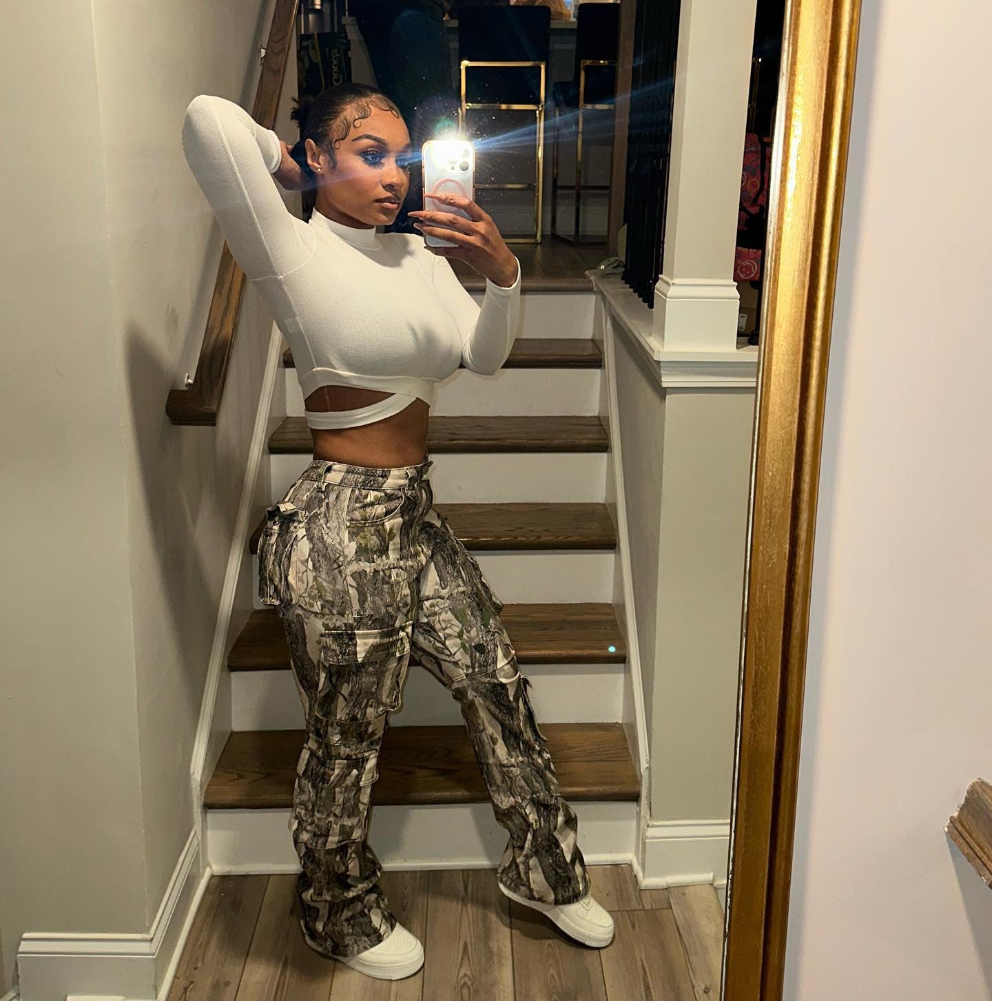 Women Patchwork Camouflage Print Casual Pant 4