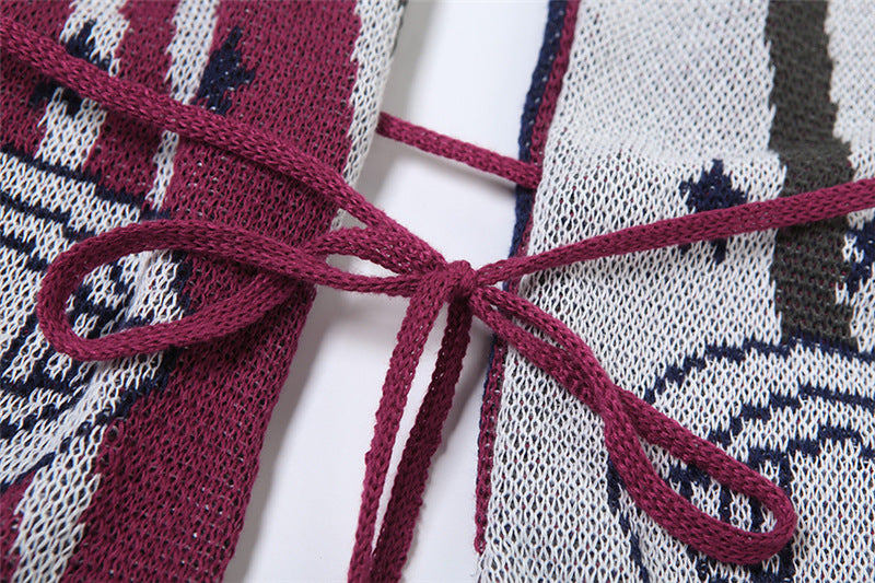 Summer Women Sexy Backless Strappy Tassel Printed Scarf Top 12