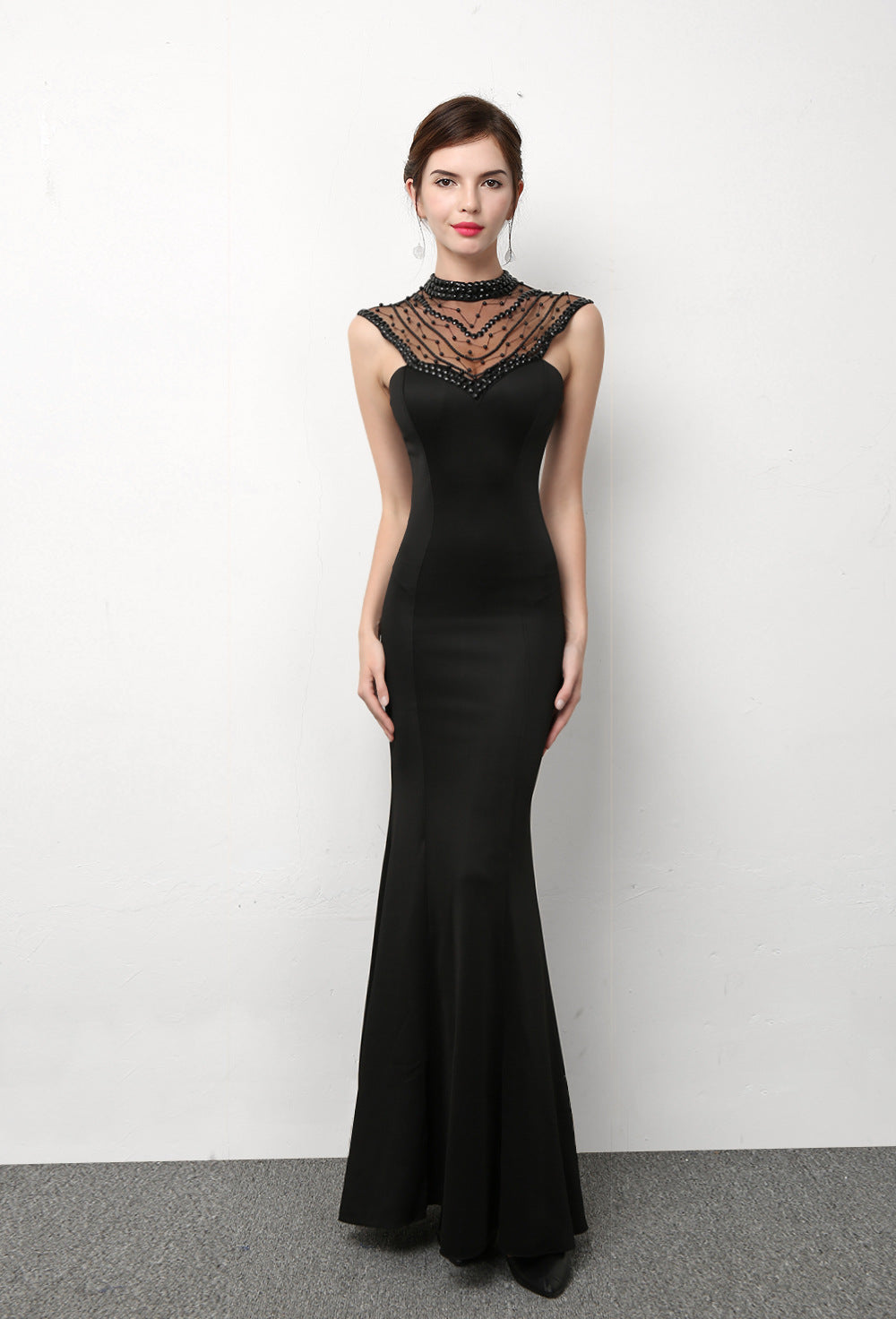 Women Formal Party Mermaid Black Evening Dress 6