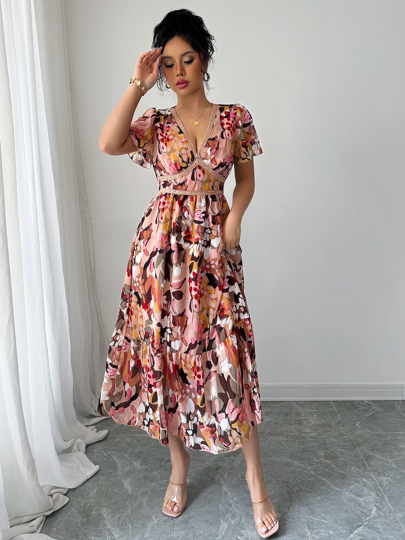 Women printed lace dress 5