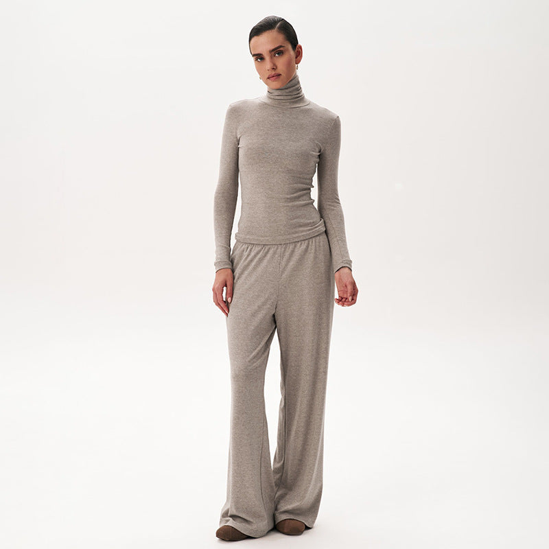 Women Fall/Winter Casual Turtleneck Long-Sleeved Top and Pants Two-Piece Set 7