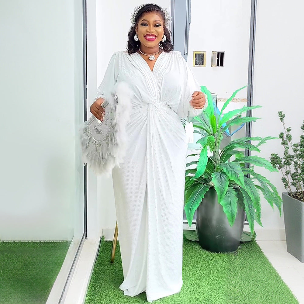 Plus Size Women V Neck Raglan Sleeve Dress 3