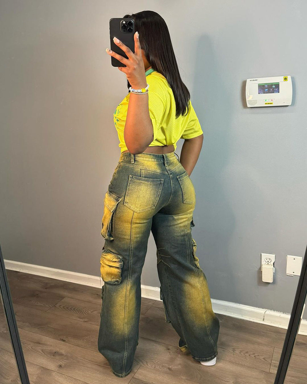 Women Trendy Style Cargo Denim Pants 5