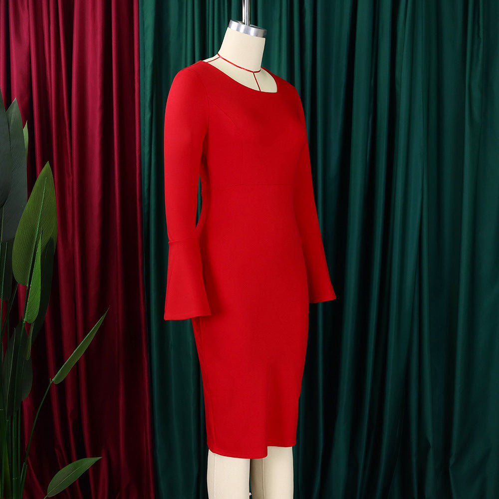 Women's Autumn Fashion Chic Elegant Africa Plus Size Bodycon Dress 11