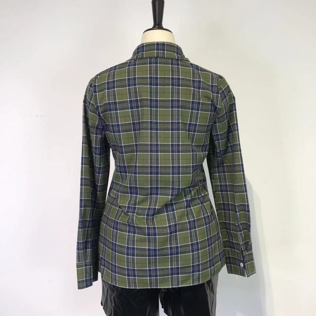 Women Casual Sexy Plaid Long-Sleeve Lace-Up Shirt 9