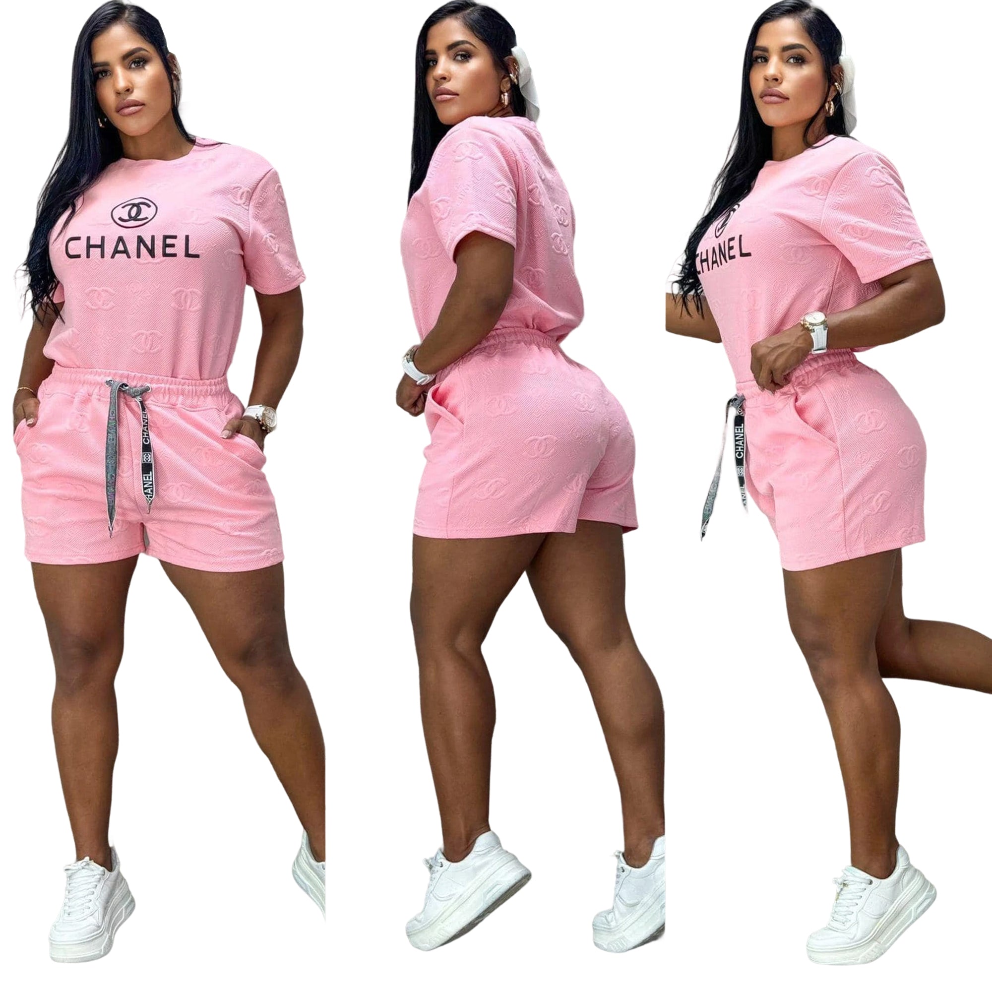 Summer Fashion Casual Sport Solid color two piece shorts set 12