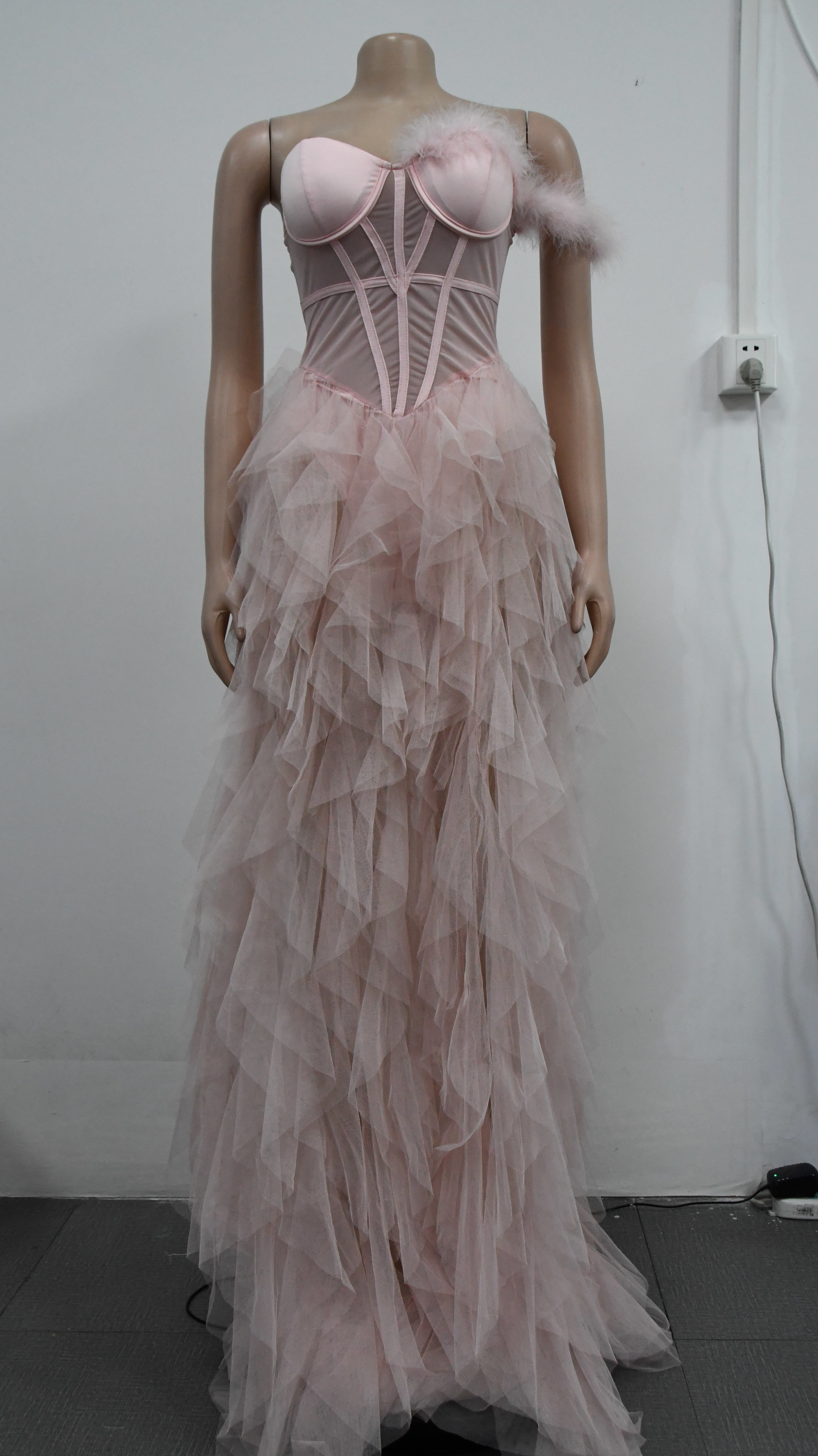 Women'S Fashion Solid Color Sleeveless Wrapped Chest Mesh Maxi Dress 20