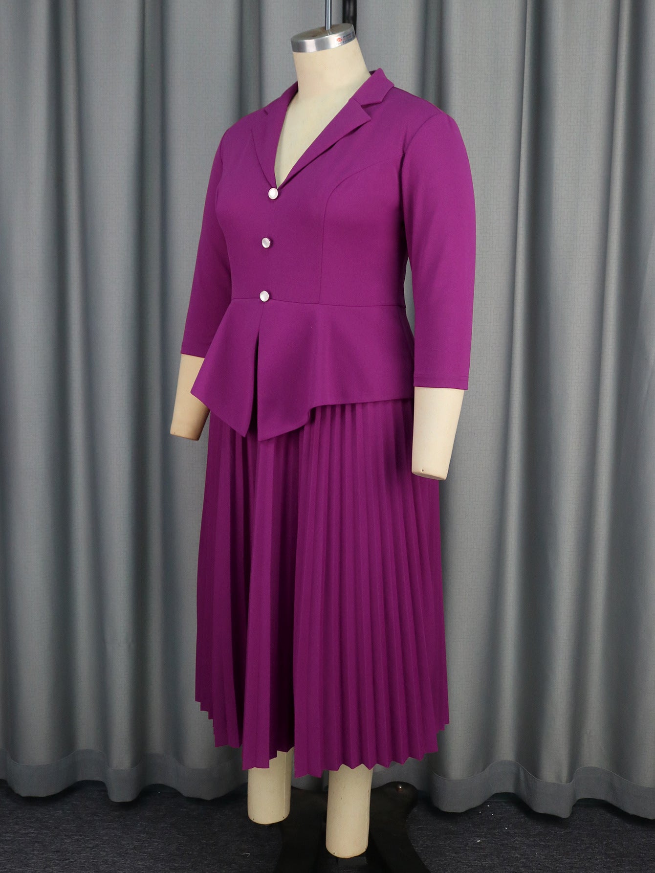 Women Turndown Collar pleated Formal Party pleated Dress 9