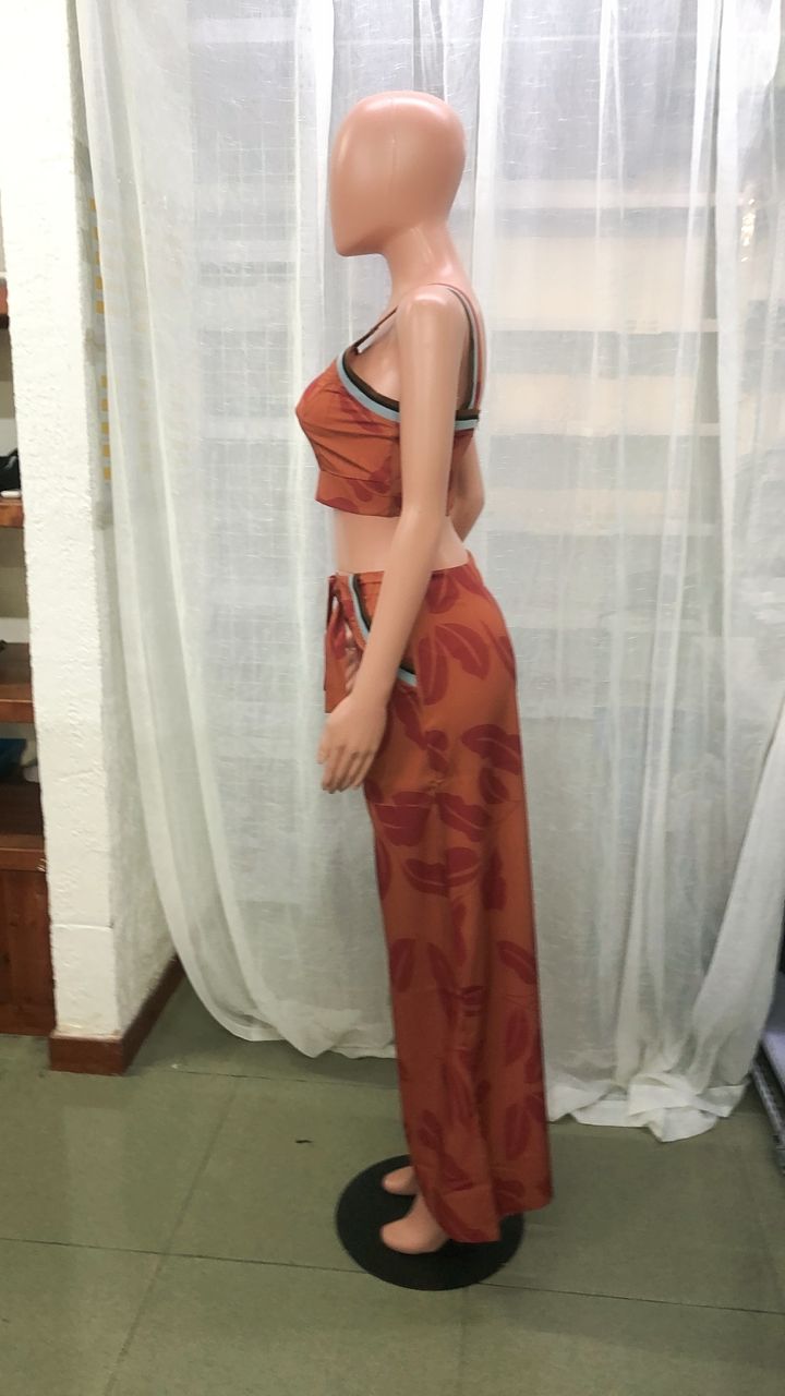 Women Botanical Print Sleeveless Top And Pants Two Piece 10