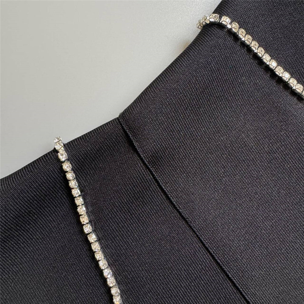 One-shoulder diamond split sexy elegant women's party evening dress 8