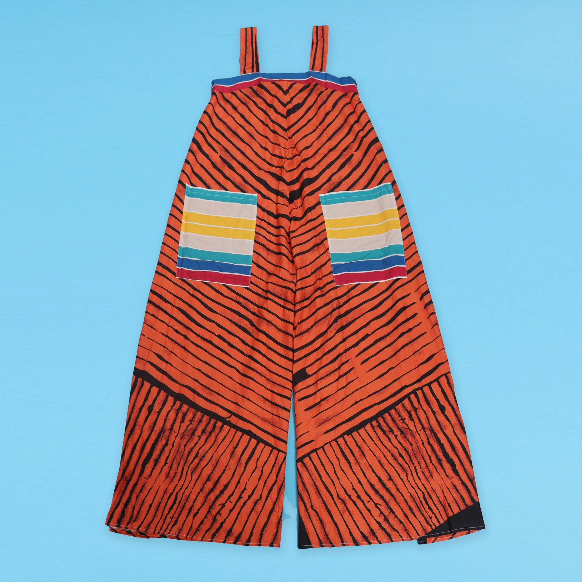 Sexy Print Contrast Color Oversized Wide Leg Strap Jumpsuit 12