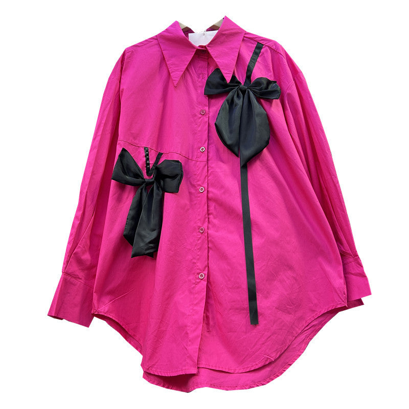 Women French bow long-sleeved shirt