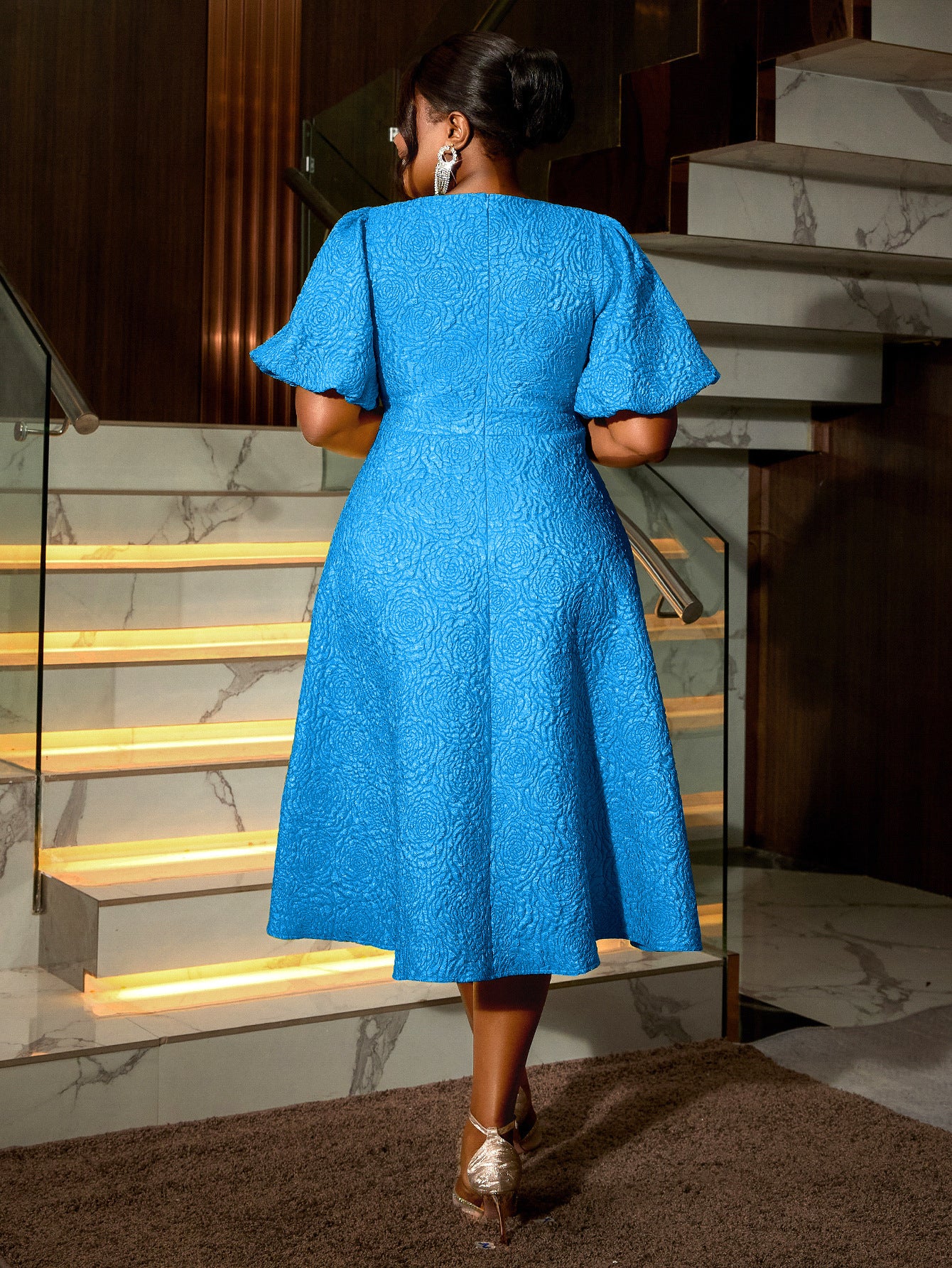 Jacquard Plus Size Fashion Formal Party A-Line Dress 8