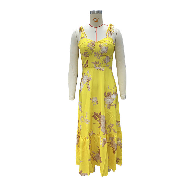 Women's Summer Print Strap Maxi Dress
