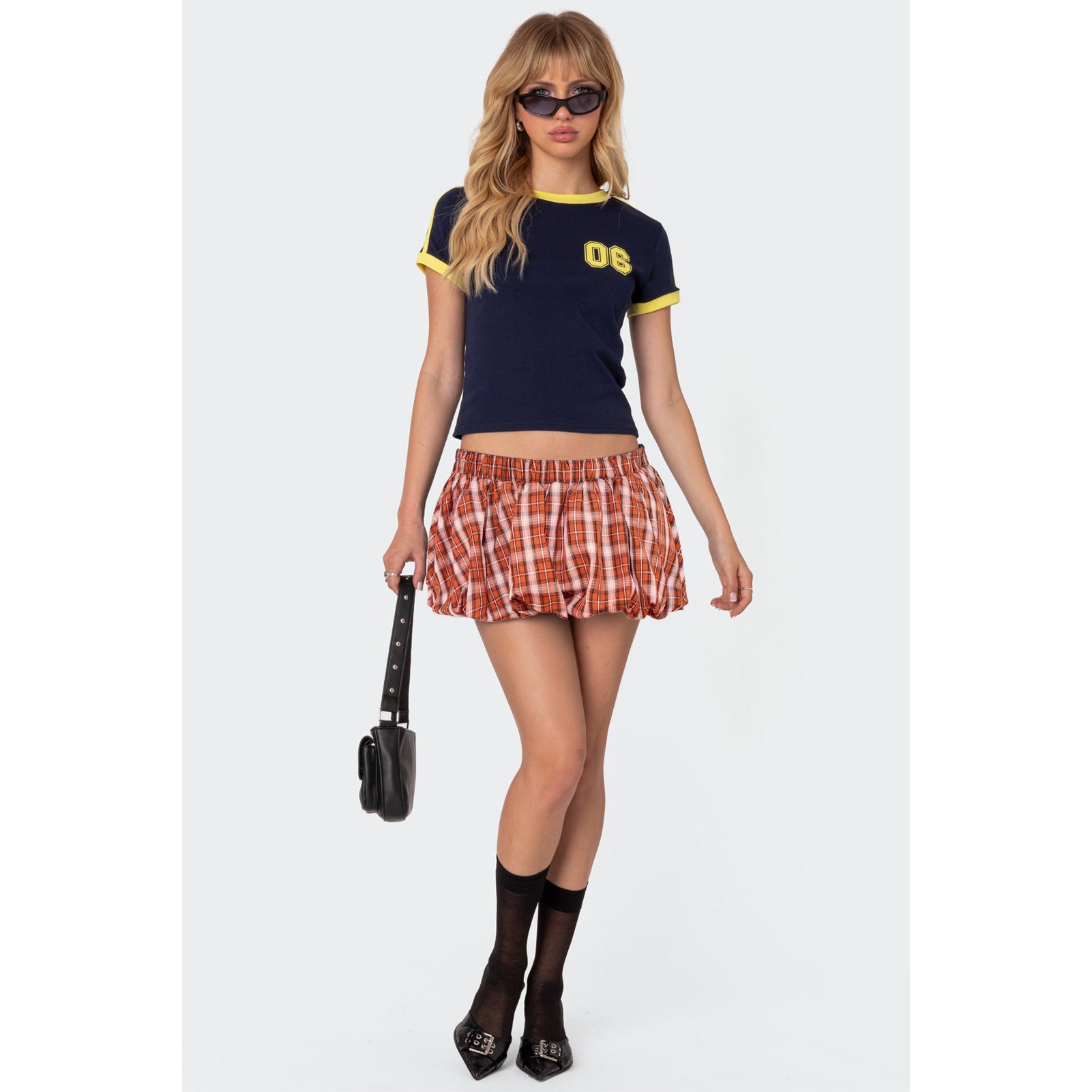 Women plaid mini pants skirt 41