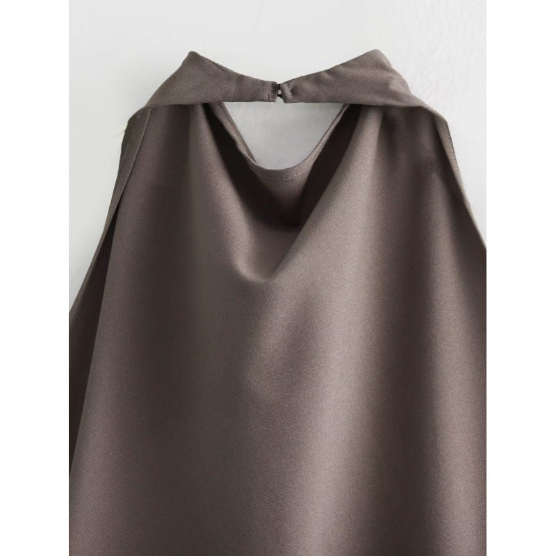 Halter Neck Vest Top  Mid-Waist Trousers Casual Two Piece Set 10