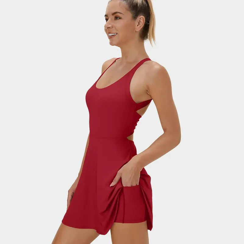 Women's High-Stretch Backless Sports Mini Dress 10