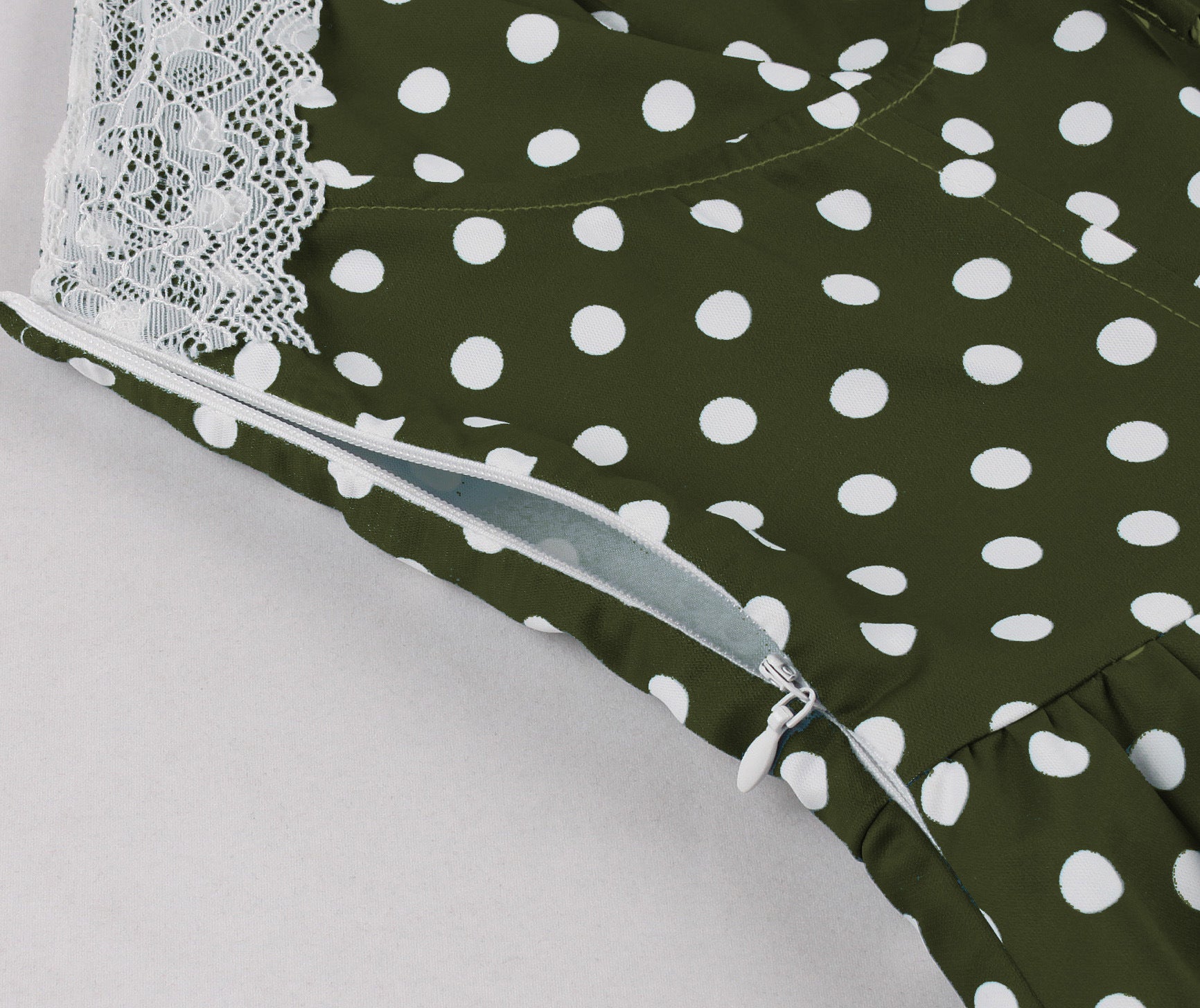 Lace Patchwork Lace-Up Halter Neck Polka Dot Low Back Retro A-Line Party Dress 4