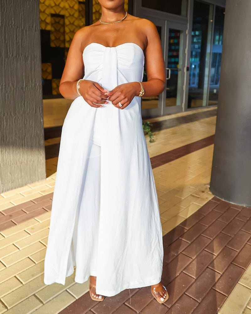 Women Strapless Top and Pant Two-piece Set 9