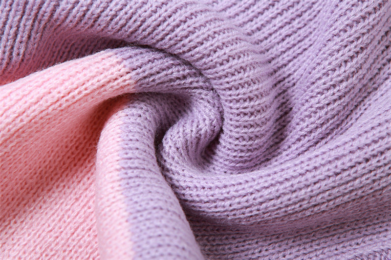 Autumn Casual Women Sexy Hollow Contrast Color Knitting High Waist Straight Pants 22