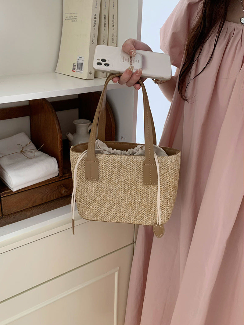 Korean Grass Woven Beach Bag Summer Casual Holidays Women's Cabbage Basket Portable Shoulder Messenger Bag 9