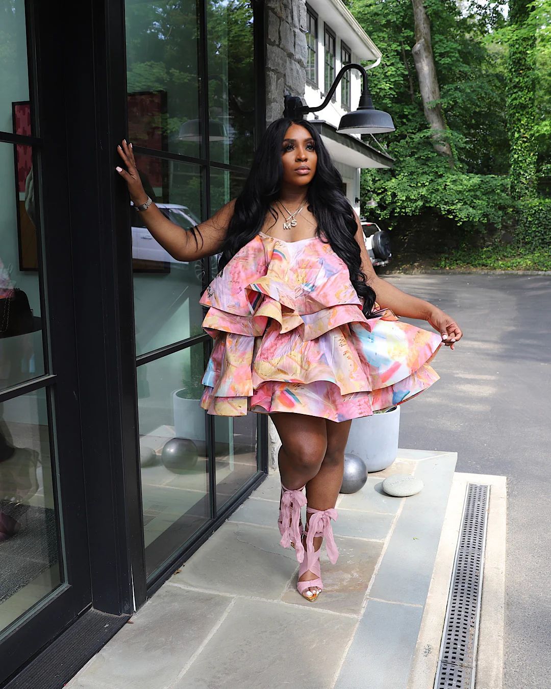 Women's?˜Clothing?˜Layered?˜Printed?˜Straps?˜Dress 14