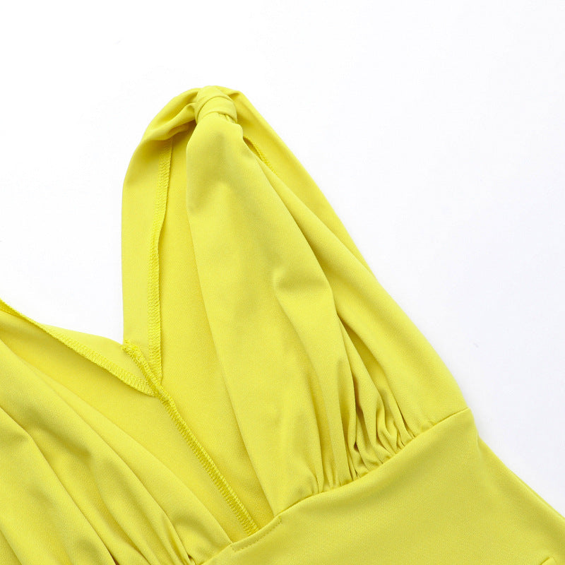 Sexy V-Neck Fake Pocket Summer Slim Waist A-Line Dress 12