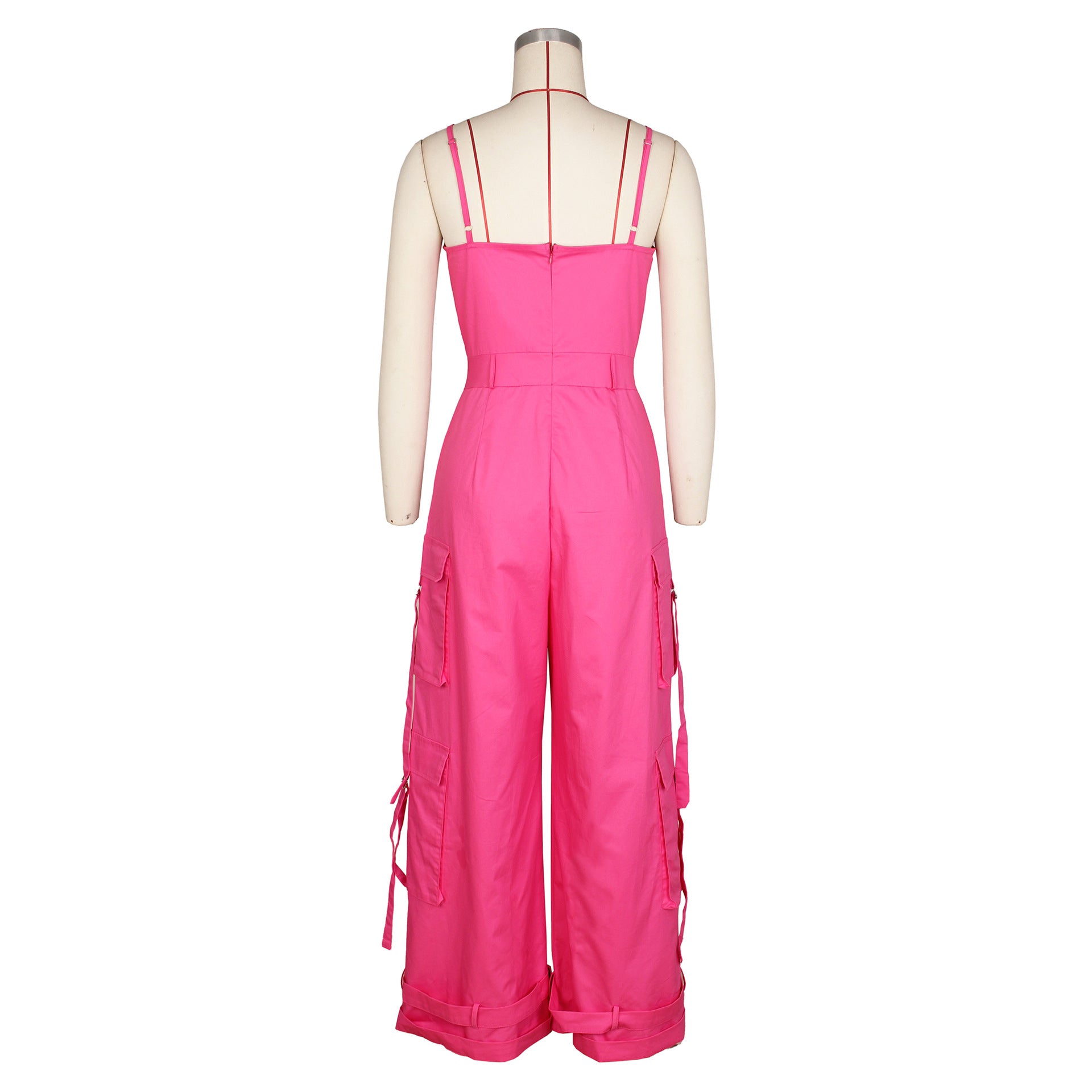 Women Sexy Strap Cargo Wide Leg Jumpsuit 18